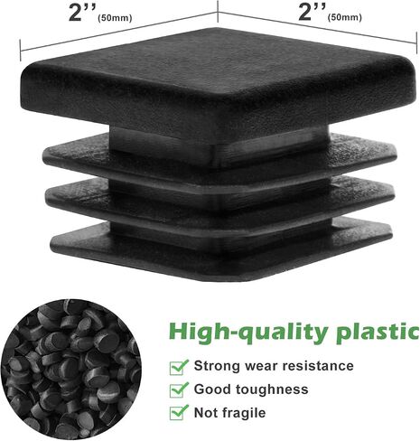 10 Pack 2" Inch (50 X 50 mm) Square Plastic Hole Plugs for Square Metal Tubes, Fences, etc. in Saudi Arabia