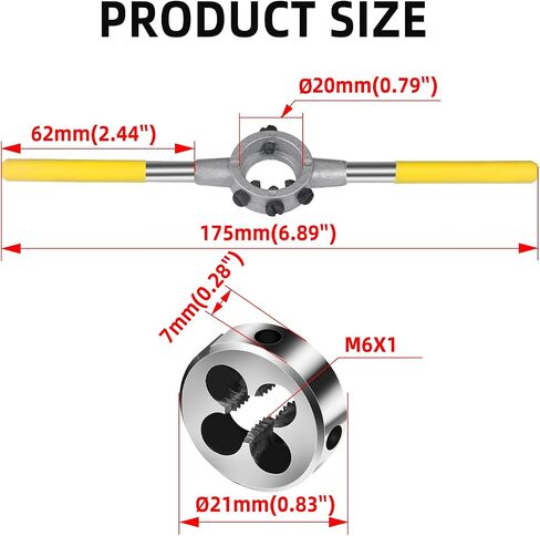 Aopin 1Pcs M3x0.5 Heavy Duty Round Threading Dies and Original Wrench Holder Combination Set, Suitable for Steel Below HRC35, External Thread Stainless Steel Cutting. in Saudi Arabia