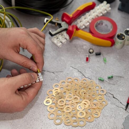 Gadpiparty 100 Pcs Golden Brass Washers Washer Seal Tool Thickness Hardware Tool Round Seal Gasket Flat Washers Sealing Crush Washers Flat Rings, 0.59 inches in Saudi Arabia