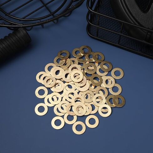 Gadpiparty 100 Pcs Golden Brass Washers Washer Seal Tool Thickness Hardware Tool Round Seal Gasket Flat Washers Sealing Crush Washers Flat Rings, 0.59 inches in Saudi Arabia