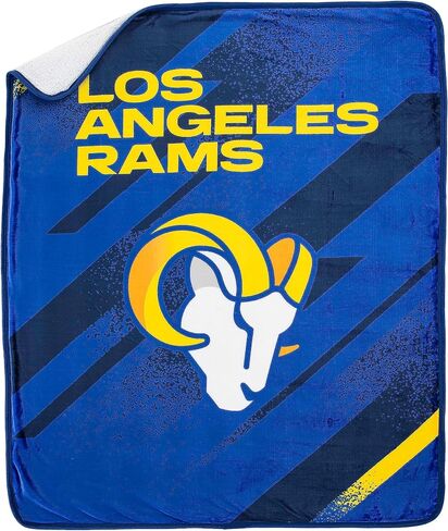 Northwest NFL Los Angeles LA Rams Velocity Sherpa Silk Touch Throw Blanket, Team Colors, 50" x 60" in Saudi Arabia