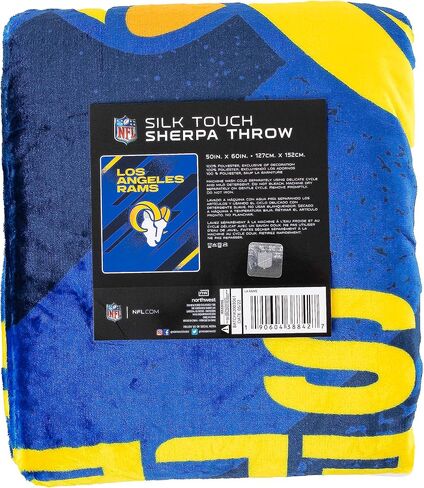 Northwest NFL Los Angeles LA Rams Velocity Sherpa Silk Touch Throw Blanket, Team Colors, 50" x 60" in Saudi Arabia