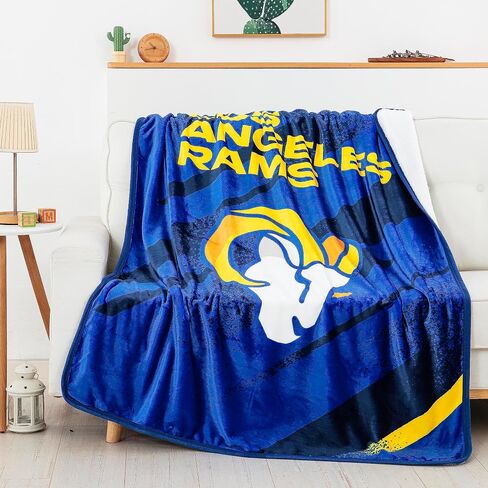 Northwest NFL Los Angeles LA Rams Velocity Sherpa Silk Touch Throw Blanket, Team Colors, 50" x 60" in Saudi Arabia