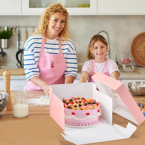 12Pcs 6x6x6 Inches Small Cake Boxes, Pink Square Bakery Boxes with Window, Mini Cake Containers for Pastries, Cookies, Chocolates, Cupcakes, Birthday Party, Valentine's Day Cajas Pasteles in Saudi Arabia