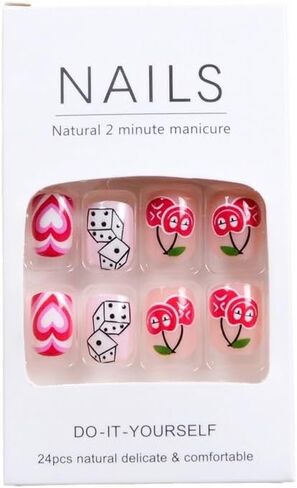 French Tip Press on Nails Medium Square Fake Nails Light Green Full Cover Glossy False Nails Simple Artificial Glue on Nails for Women 24Pcs in Saudi Arabia