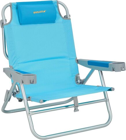 #WEJOY Portable Folding Beach Chair Camping Chair High Back Camp Chairs Foldable Chairs Outdoor Detachable Pillow Backpack Collapsible Lawn Chairs Mesh Back with Cup Holder, Support up to 265lbs in Kuwait