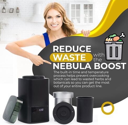 سديم تعزيز مزيل الكربوكسيل النباتي | مصفاة الزيوت والزبدة العشبية | تنشيط عشبي، تشغيل بسيط، يتضمن حاوية خالية من الفوضى وتصميم غطاء محدث | مثالية للحلويات المملوءة | تعزيز الأسود in Kuwait