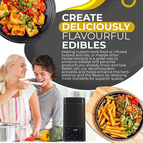 سديم تعزيز مزيل الكربوكسيل النباتي | مصفاة الزيوت والزبدة العشبية | تنشيط عشبي، تشغيل بسيط، يتضمن حاوية خالية من الفوضى وتصميم غطاء محدث | مثالية للحلويات المملوءة | تعزيز الأسود in Kuwait