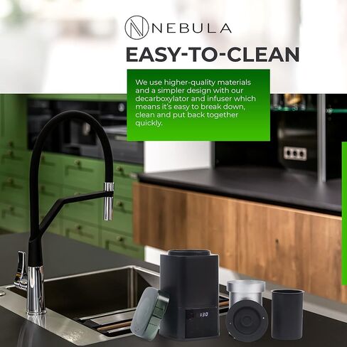 سديم تعزيز مزيل الكربوكسيل النباتي | مصفاة الزيوت والزبدة العشبية | تنشيط عشبي، تشغيل بسيط، يتضمن حاوية خالية من الفوضى وتصميم غطاء محدث | مثالية للحلويات المملوءة | تعزيز الأسود in Kuwait