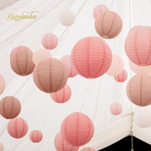 NICROLANDEE Wedding Party Decorations - 12PCS Rose Gold Vintage Floral Paper Lantern Hanging Decorations for Bridal Shower Anniversary Baby Shower Bachelorette Birthday, Valentines Day Party Decor in Saudi Arabia