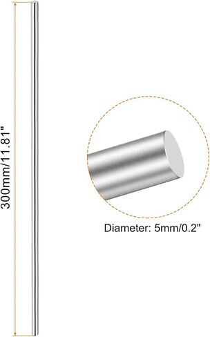 304 Stainless Steel Solid Round Rod, [for Drift Punches Various Shaft DIY Craft Model Plane Model Ship Model Cars] - 5mmx25mm / Silver Tone / 20 Pcs in Saudi Arabia