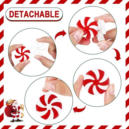 CCINEE 49 Pcs Christmas Candy Cane Hanging Ornaments Xmas Plastic Peppermint Candy Lollipop Tree Decorations with Ropes for Christmas Party Supplies Indoor Outdoor Decor(White and Red) in Saudi Arabia