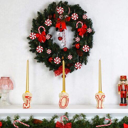 CCINEE 49 Pcs Christmas Candy Cane Hanging Ornaments Xmas Plastic Peppermint Candy Lollipop Tree Decorations with Ropes for Christmas Party Supplies Indoor Outdoor Decor(White and Red) in Saudi Arabia