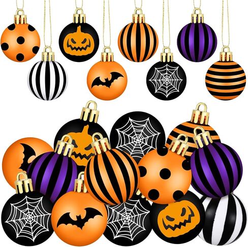 Libima 40 Pcs 1.18 Inch Halloween Tree Ornaments Plastic Hanging Ball Ornaments Bat Web Halloween Tree Decorations Small Halloween Tree Balls for Home Office Holiday Party Decorations (Skull) in Saudi Arabia