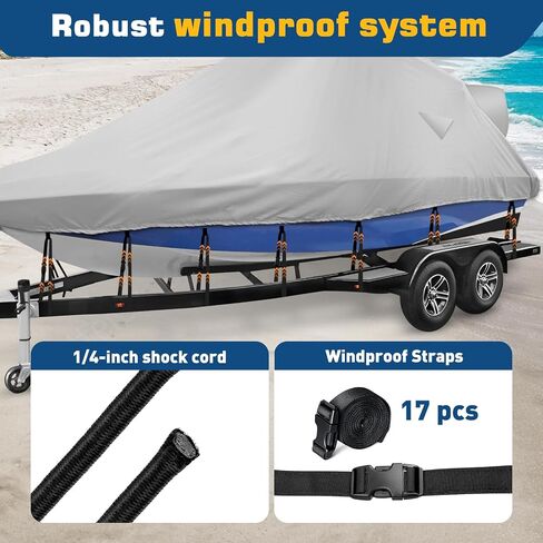 Wake Tower Boat Cover,900D Marine Heavy Duty Waterproof Boat Cover,Wakeboard Tower Boat Cover,Fits Fits V Hull Runabout Ski-Boats, 21-23ft, Gray in Saudi Arabia