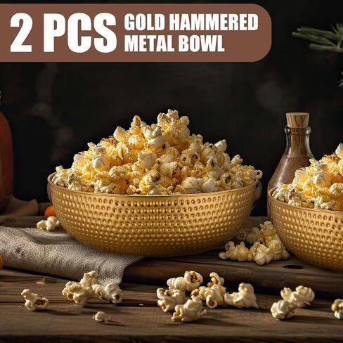 2 Pcs 14" Gold Hammered Metal Bowl Round Gold Bowl Fruit Decorative Bowls for Serving Food Kitchen Counter Table in Saudi Arabia