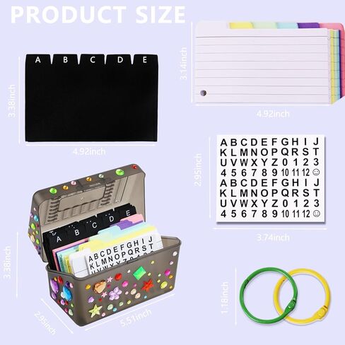 مجموعة حامل بطاقات الفهرس 3 × 5 - منظم بطاقات الفهرس، منظم بطاقات العمل، صندوق وصفات بطاقات الفهرسة مع مجموعة فواصل تتضمن ملصقات متنوعة، ملصقات، حلقات كبس، وفواصل بطاقات الفهرس (204 حزمة) in Kuwait