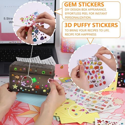 مجموعة حامل بطاقات الفهرس 3 × 5 - منظم بطاقات الفهرس، منظم بطاقات العمل، صندوق وصفات بطاقات الفهرسة مع مجموعة فواصل تتضمن ملصقات متنوعة، ملصقات، حلقات كبس، وفواصل بطاقات الفهرس (204 حزمة) in Kuwait