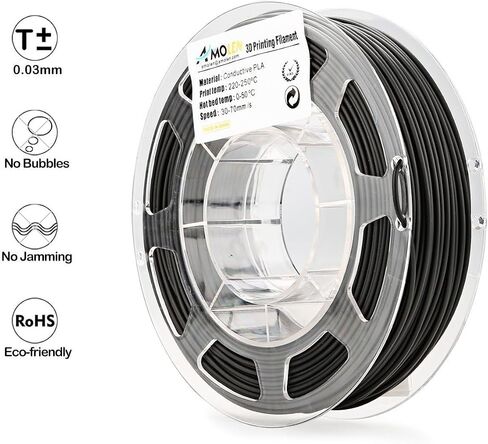AMOLEN PLA Filament,1.75mm 3D Printer Filament, Conductive Black Printing Filament PLA Dimensional Accuracy +/- 0.02 mm, Fit Most FDM Printer (Conductive Black) in Saudi Arabia