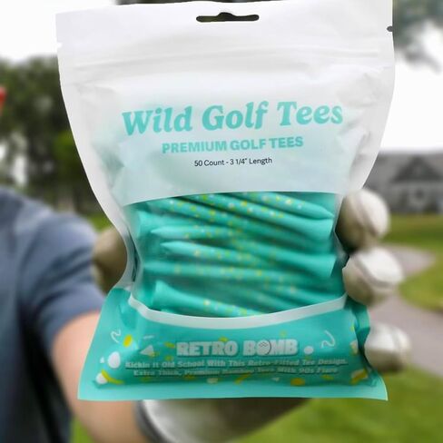Retro Bomb Golf Tees - 50 Pack 3-1/4 Inch Long Extra-Thick Premium Bamboo Wood Golf Tees - Retro Style Golf Gifts for Men and Women - Premium Golf Accessories - Take Pride in Your Golf Game in Saudi Arabia