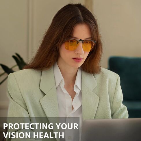 Clip On Blue Light Blocking Glasses for Eyes Strain/Light Sensitive/Better Sleep Flip-Up TS103 in Saudi Arabia