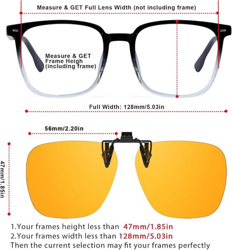 Clip On Blue Light Blocking Glasses for Eyes Strain/Light Sensitive/Better Sleep Flip-Up TS103 in Saudi Arabia