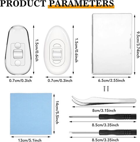 16 Pairs Eyeglasses Nose Pads Silicone Screw in Glasses Nose Pads Glasses Nose Grips Non Slip Push in Nose Pads for Glasses Replacement Repair Kit with Screwdriver Tweezers Cleaning Cloth Screws Case in Saudi Arabia