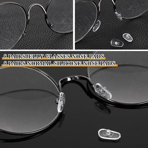 16 Pairs Eyeglasses Nose Pads Silicone Screw in Glasses Nose Pads Glasses Nose Grips Non Slip Push in Nose Pads for Glasses Replacement Repair Kit with Screwdriver Tweezers Cleaning Cloth Screws Case in Saudi Arabia