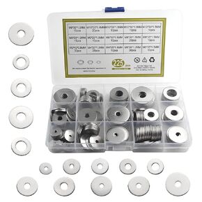 XINGYHENG 225pcs 7 Kinds 304 Stainless Steel Flat Washers Assortment Kit for Home Decoration Factories Repair Kitchens Shops and Outdoor Construction M3 M4 M5 M6 M8 M10 M12