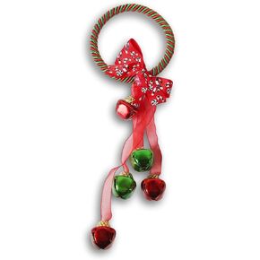 Christmas Door Hanger with Jingle Bells - 11 Inches (Red)
