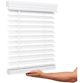 Lotus & Windoware Cordless, 2 Inch Faux Wood Blind, 48" Wide x 36" Long, Window Blinds, Blinds & Shades, Blinds for Indoor Windows, Wooden Blinds, Smooth, Bright White