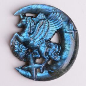 Hand Carved Labradorite Pegasus Wing Horse Crystal Skull Quartz Phoebe Reiki Crystal Healing