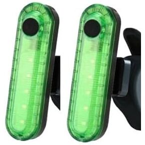2 pcs Green LED Bike Tail Light, Rear Bike Back Lights for Night Riding, Great Battery Life, Easy to Install On Any Bike or Helmet, USB Rechargeable