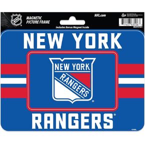 Rico Industries NHL Hockey New York Rangers Stripes Magnetic Picture Frame (5"x6.75") & Magnet Combo Set - Home Décor - Regrigerator, Office, Kitchen