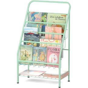 Bookshelf for Toddlers, 4-Tier Metal Kids Bookshelves Rack with Toy Storage Organizer in Bedroom Study Room Playrooms Nursery for Infants Baby Young Children (4-Tier/ 25.7inch, White)