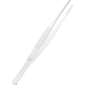6.3 Inch 304 Stainless Steel Tweezers, Straight Round Blunt Serrated Precision-Aligned Tip, 0.07 Inch Thickness 304 Stainless Steel, Multipurpose Daily Garden Home Lab Craft Repairing Tool