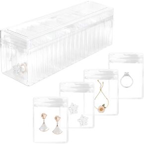 Acrylic Jewelry Box Organizer, Clear Jewelry Organizer Holder with 40pcs Portable Anti Tarnish Jewelry bags, Travel Jewelry Case for Earrings/Rings/Necklaces Gift for Women Girls (Transparent)