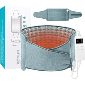 Heating Pad for Back Pain and Cramps Relief, Menstrual Heating Pad for Period Cramps with 4 Timer Auto Shut Off & 6 Heat Setting, Large Electric Heat Pad with Belt, Dry & Moist Therapy (12"x24"+20'')