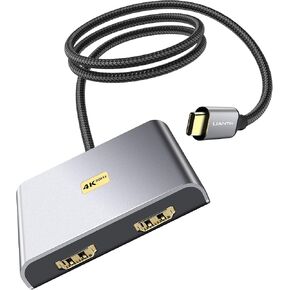 DisplayPort to Dual HDMI Adapter | 4K 60Hz DP to HDMI Splitter Extended Display Adapter for Dual Monitors,Display Port to 2 HDMI Converter for Dell, NVIDIA, AMD, Lenovo, HP