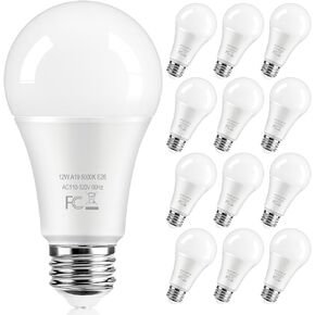 LED Light Bulbs 100 Watt Equivalent 1400 Lumens, A19 12W Super Bright Daylight White 5000K LED Bulbs, Standard E26 Medium Screw Light Bulbs Non-Dimmable, 25000+Hrs Lifespan, No-Flicker, 12-Pack