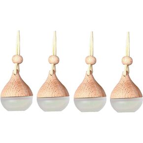 Leadigol 4 Pcs Car Hanging Diffuser Car Diffuser Bottles,8ml Frosted Glass Bottle Empty Pendant Perfume,Empty Refillable Clear Glass Essential Oil Bottle