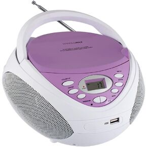 HANNLOMAX HX-326CD Portable CD/MP3 Player, AM/FM Radio, USB Port for MP3 Playback Aux-in (Pink)