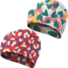 2Pcs Swim Cap for Women Pleated Elastic Comfort Bathing Caps for Women Swimming Swim Hats for Long Short Hair