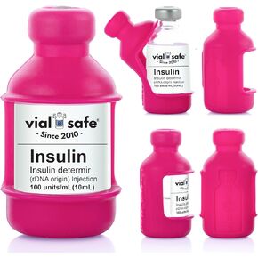 VIAL SAFE حامي قارورة الأنسولين الأصلي | حافظة قارورة متينة | حامي قارورة الأنسولين السيليكون | حامي زجاجة الأنسولين | يناسب Humalog/Humulin/Novo (Log/Rapid/Lin) | 2-علبة توت العليق