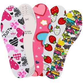 4 Pairs Shoe Insoles for Kids Fun Design Shoe Inserts Replacement Breathable Soft Comfortable Children Shoe Soles Cut to Fit Any Sizes for Everyday Use Smell Fresh