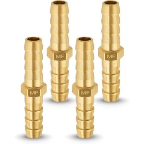 Brass 5/16" Hose ID Barb Barbed Fitting Splicer Repair (Barb OD 0.36") (Pack of 4)
