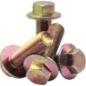 (4pcs) BelMetric M14X1.5X40 Metric Hardened Fine Thread Hex Head Flange Bolt, DIN 6921, Class 10.9, Yellow Zinc Finish, BFD14X1.5X40YLW-4