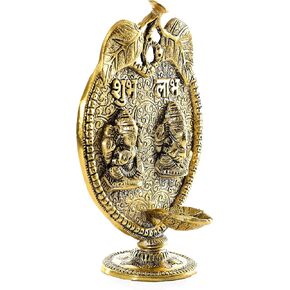 Laxmi Ganesh Diya Oil Lamp Deepak Metal Lakshmi Ganesha Idol Showpiece Statue Indian Traditional Diya for Festival Puja Home Decoration Items Gifts (Size:- Length 15 Cm x Width 7 Cm x Height 23 Cm)