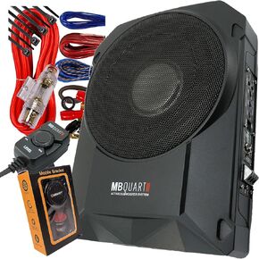 سلسلة مرجعية MB Quart RW-110A 800W مقاس 10 بوصات نحيفة منخفضة الحجم ومدمجة أسفل المقعد 4 أوم مع مضخم صوت مدمج للسيارة RV ATV - الجيل الثالث، أسود in Kuwait