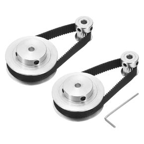 uxcell 2 Set GT-2 Synchronous Wheel 20&60 Teeth 5mm Bore, Aluminum Alloy Timing Pulley Wheel with 2Pcs Length 200mm Width 10mm Belt for 3D Printer, CNC Machine (20-60T-5B-10)